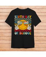 Happy 120th Day Of School Groovy 120 Days Of School Teacher Shirt Unisex Standard T-Shirt black s